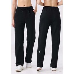 Lu Designer Swift Speed Pants Split-hem Long Ladies High Waist Soft Fabric Straight Jogger Trousers Shows Legs Yoga Fiess Lu Sweatpants