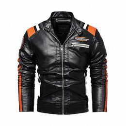 men Fi Leather Jacket Men Autumn Motorcycle Slim Fleece Jacket Coat Men Spring Outdoor Casual Motor Biker PU Leather Jacket o3dR#