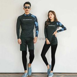 Men's Swimwear Ccouple Rash Guard Full Body Suits Womens or Mens UV Swim Shirt+Leggings/Shorts Lovers Matching Surfing Swimsuit Quick Dry 24327