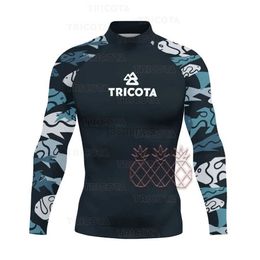 Men's Swimwear Mens Surfing Tops Swimming Diving T-Shirts Tight Long Sleeve Rash Guard Swimwear UV Protection Surfing Clothing Beach Floatsuit 24327