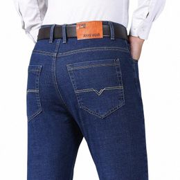 2023 New Stely Men's Smart Jeans Busin Fi Straight Regular Blue Stretch Denim Calças Classic Men Plus Size 28-40 68ZQ #