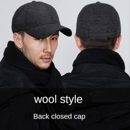 Winter Hat Big Head Size Baseball Cap for Men Thick Wool Trucker Hat Keep Warm Windproof Solid Colour Closed Cap 240325