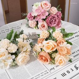 Decorative Flowers Peony Hydrangea Rose Artificial Flower Wedding Home Decoration Table Pography. Decor Plants