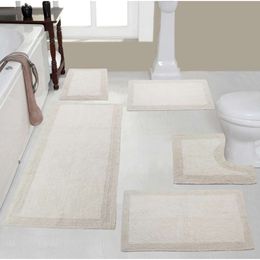 Home Weavers Collection 100% Reversible Cotton Bathroom Rugs Washable Extra Soft and Absorbent Rug, Set, Bath Floor Mat Non Slip, 5 Piece Set with Runner, Ivory