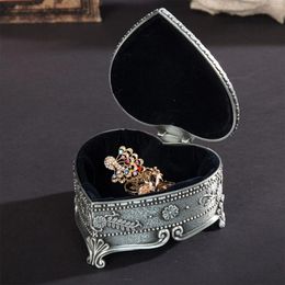 Jewelry Pouches Mini Organizer Box Heart-Shaped European Style Zinc Alloy For Earrings Necklaces Bracelets Wedding Ring