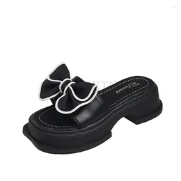 Slippers 2024 Selling Women Shoes Basic Light Color Simple Casual Flat Bottom Bow