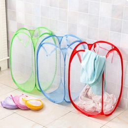 Laundry Bags Folding Hamper Cartoon Up Basket Open Mesh Dirty Sorting Kids Toys Sundrie Home Storage Box Pouch