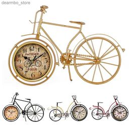 Desk Table Clocks 80% of the best-selling!! Retro Silent Iron Bicycle Clock Home Office Living Room Table Decoration24327