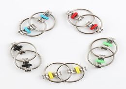 Key Ring Spinner Gyro Hand Spinner Metal Toy Finger Keyring Chain HandSpinner Toys For Reduce Anxiety 5 Colors9918276