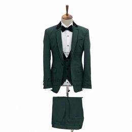 formal Men Suits Notched Lapel Groom Wedding Tuxedos 3 Pieces Sets Busin Male Blazer Masculino Slim Traje De Hombre Elegante t2bE#