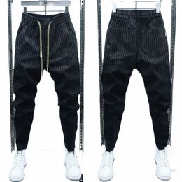 black Stripe Jogger Sweatpants Men Outdoor Casual Skinny Harem Pants Streetwear High Quality Designer Trousers H7r2#