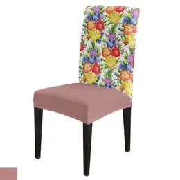 Chair Covers Botanical Iris Flower Dining Cover 4/6/8PCS Spandex Elastic Slipcover Case For Wedding El Banquet Room