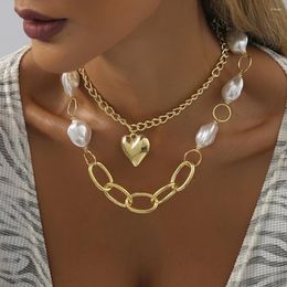 Choker Creative Retro Love Imitation Pearl Necklace For Women Fashionable Women's Multi-Layer Clavicle Chain Jewellery Wholesale