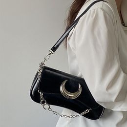 Women's Underarm Bag Fashion Design Mood Locking Buckle Shoulder Bag PU Leather Laides Crossbody Bag with Chain Purse Handbag YFA2143