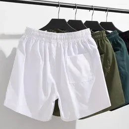 Men's Shorts Versatile Summer Solid Color Casual Elastic Drawstring Waist With Pockets For
