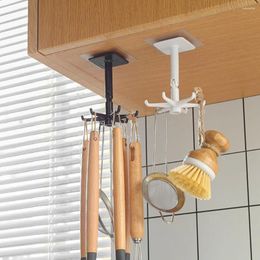 Hooks 360°6 Hook Under Shelf Kitchen Utensil Organiser Wall Hanging Rack Holder Adhesive 6-claw Door Ties