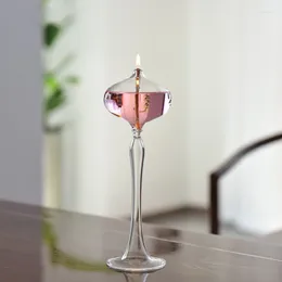 Candle Holders Transparent High Foot Glass Candlestick Oil Lamp Candlelight Holder Handcraft Wedding Dinner Table Ornaments