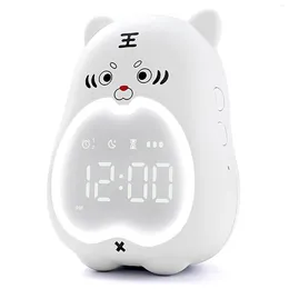 Clocks Accessories Kids Alarm Clock Cute Tiger Digital For Bedside Children Sleep Trainier Wake Up Night Light White