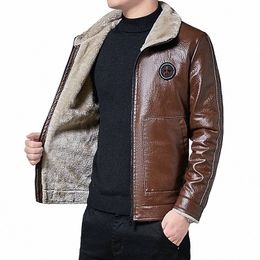 mens Fi Leather Jacket Slim Fit fur Collar PU Jacket Male Motorcycle Zipper Jackets Men fleece and m winter jackets t01p#