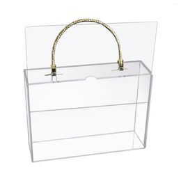 Decorative Flowers & Wreaths Clear Acrylic Flower Box With Handles Reusable Rectangar Large Gift For Wedding Present Drop Delivery Hom Dhkne