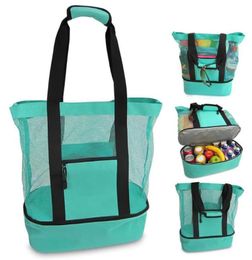 Multifunctional Picnic Bag Beach Canvas Mesh Tote Cooler Packaging Organiser Outdoor Travel Storage Backpack Bags8762015