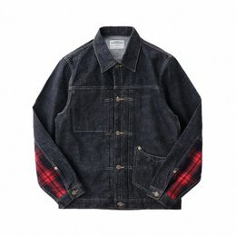 heavy Jean Jacket men's and n's -style short-style wery outfit Red Tannin locomotive coat s7cu#