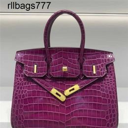 Luxurys Genuine Leather Bk Handbag French High-end Crocodile Pattern Real Luxury Crocodile Women's Commuter High-capacity One Shoulder Slant