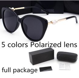 Fashion pearl Designer Sunglasses High Quality Brand Polarized lens Sun glasses Eyewear For Women eyeglasses metal frame 4 color 25082329