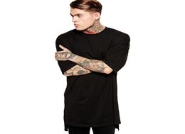 Cotton Streetwear Brand Clothing Men039s t shirt Hip Hop Side Split tshirt white long line tops men tees tall BMTX03 F3479353