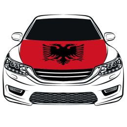 Accessories Albania Flag Bonnet Banner Car Hood Cover Elastic Fabrics For SUV Truck Full Graphic Lover Gift Decor