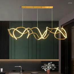 Chandeliers Modern Minimalist Stainless Steel Wave Decorative Lights El Villa Design Model Room Irregular Light Luxury Chandelier