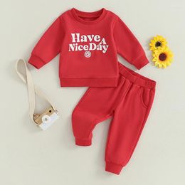 Clothing Sets Toddler Baby Boy Girl Pants Set Letter Print Long Sleeve Sweatshirt Sweatpants 2 Piece Fall Winter Outfit Clothes