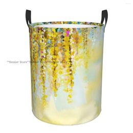 Laundry Bags Folding Basket Charms Of Wisteria In Sunny Day Print Dirty Clothes Storage Bucket Wardrobe Clothing Organiser Hamper