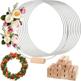 Wreaths 10xGold Metal Floral Hoop With Stand DIY Communion Wreath For Girls Metal Circle For Flower Crown Wedding Centerpiece Decoration