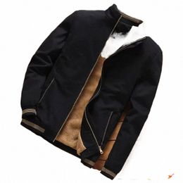 2024 Men's Fleece Jacket Winter New Fi Style Plus Veet Thick Korean Versi Slim Men's Jacket Stand Collar Trend Parkas a754#