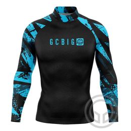 Men's Swimwear Summer New Mens Long Sleeve Surf Wear Clothing UV SunSwimming Tight T-Shirt Gym Sets Rash Guards Skins Surfing Suit Diving 24327