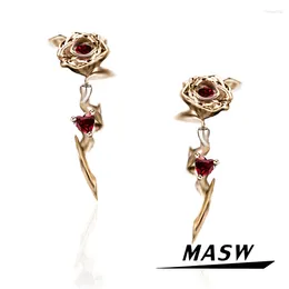 Dangle Earrings MASW Original Design Vintage Temperament High Quality Brass Rose Flower For Women Girl Party Wedding Gift Jewelry