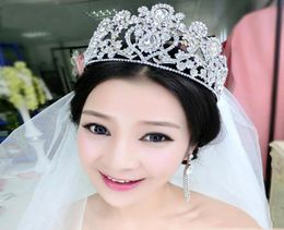 Silver Queen Headbands Tiara Headpiece New Trendy Wedding Bridal Crystal Rhinestone Princess Hair Accessories Pageant Prom Jewelry7031497