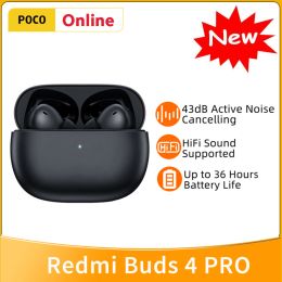 Earphones Xiaomi Redmi Buds 4 Pro Earphone 43dB Smart ANC Dual Transparency Bluetooth 5.3 Hybrid Vocalism 3 Mic TWS True Wireless Headset