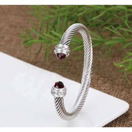 Charm Bracelets Luxury Top Fine Brand Bangle Pure Bracelet Europe and the United States popular braided twisted wire open bracelet 7MM with diamond