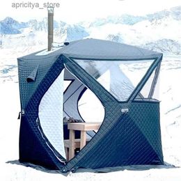 Tents and Shelters New winter ice fishing tent with chimney hole chimney Jack outdoor warm cotton camping tent and quick setup of ice fishing shed24327