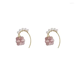 Hoop Earrings Elegant Purple Pearls Special-Interest Design Unique Light Luxury High-Grade For Women