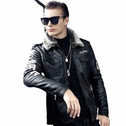 2023 New Leather Coat Men's Fur Integrated PU Leather Jacket Motorcycle Men's Winter Thickened Leather Coat x4QN#