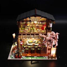 Creative handmade and assembled cherry blossom sushi shop house doll girls classmates teenagers adult birthday gifts 240321