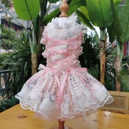 Dog Apparel Handmade Puppy Clothes Fine Lace Embroidered Bow Tutu Princess Dresses For Small Medium Pet Clothing Poodle Outfits