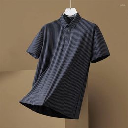 Men's Casual Shirts High Quality Summer 10XL Large Size Men Shirt Short Sleeve Black Striped Business Formal Oversize Office Wedding