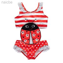 One-Pieces 1-7Y Baby Infant Toddler Girls One Piece Cartoon Bikini Bathing Suit Beachwear Lovely Ladybug Style Swimwear Swimsuit for Child 24327