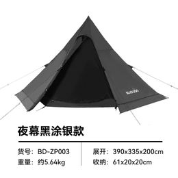 Black Dog Outdoor Blackened Camping Tent Portable Folding Indian Pyramid Thickened to Prevent rainstorm