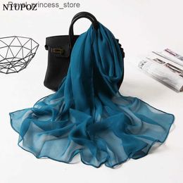 Scarves Womens Foulard gradient solid color chiffon George scarf bandage elegant long sleeved headscarf summer sun protection Q240326