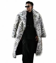 nova pele de leopardo impressão integrada homem casaco lg terno colarinho imitati pele de raposa casaco tendência inverno m jaqueta t5IL #